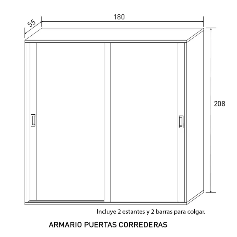 Armario de 2 puertas correderas Lara