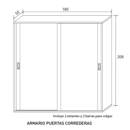 Armario de 2 puertas correderas Lara