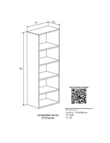 Estantería ARUA 182 cm Beige y Mauvella