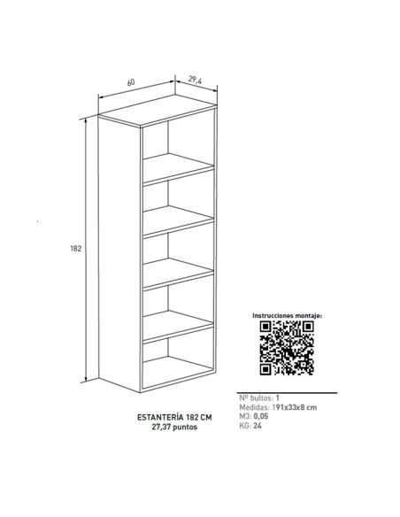 Estantería ARUA 182 cm Beige y Mauvella