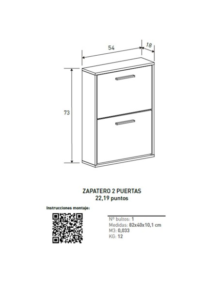 Zapatero de 2 puertas ARUA