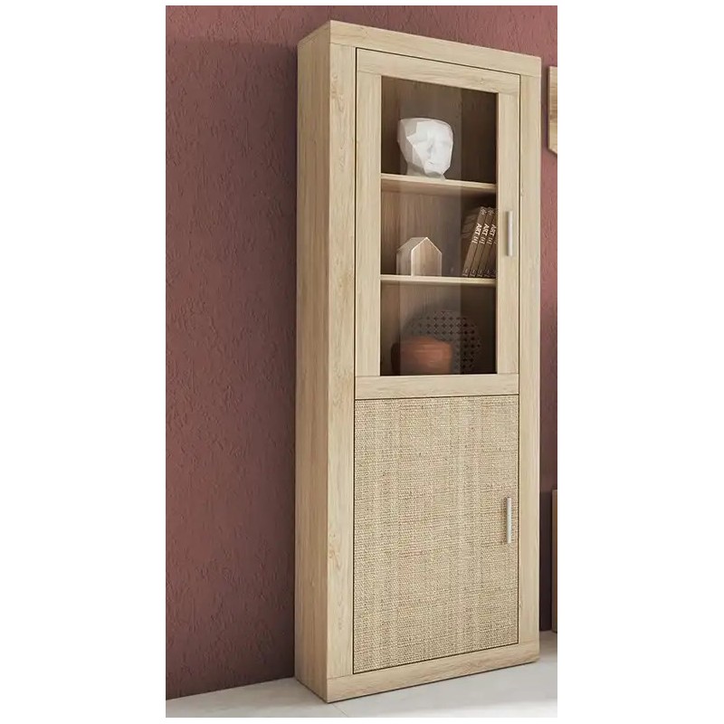 Vitrina de 1 puerta madera y 1 puerta cristal Lara