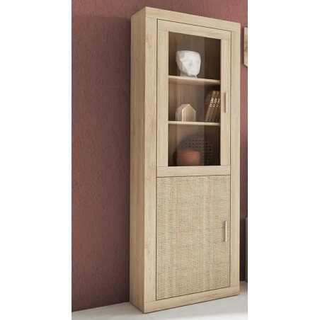 Vitrina de 1 puerta madera y 1 puerta cristal Lara