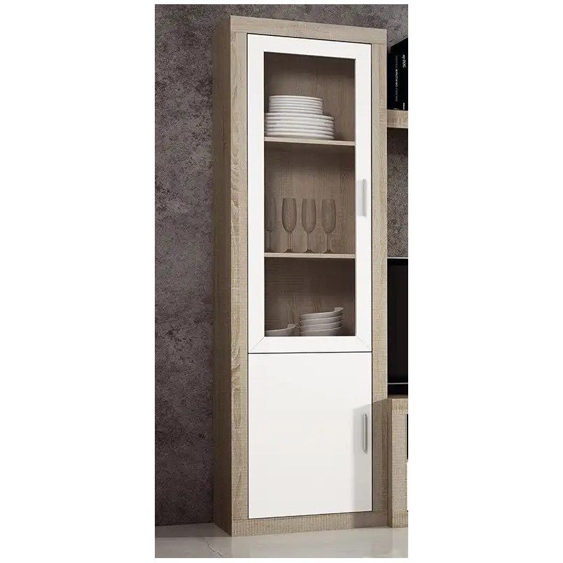 Vitrina de 1 puerta madera y 1 puerta cristal Lara