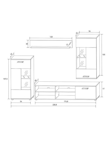 Composición de salón Nagotina 228 cm | MEGACONFORT