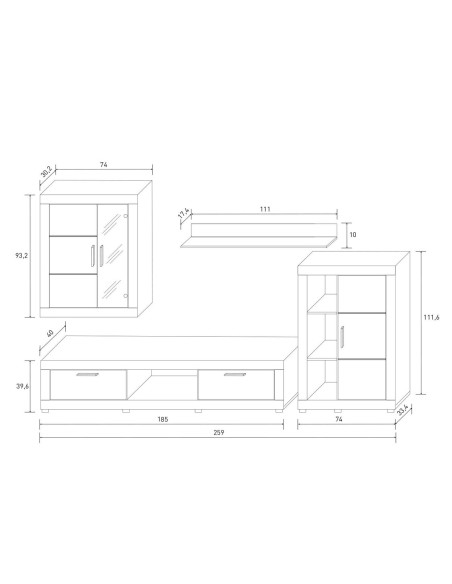 Composición de salón Dorofi 259 cm | MEGACONFORT