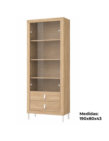 Vitrina Tiarts 80 cm con 2 cajones | MEGACONFORT