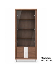 Vitrina Tiarts Tabaco 80 cm con 2 cajones | MEGACONFORT