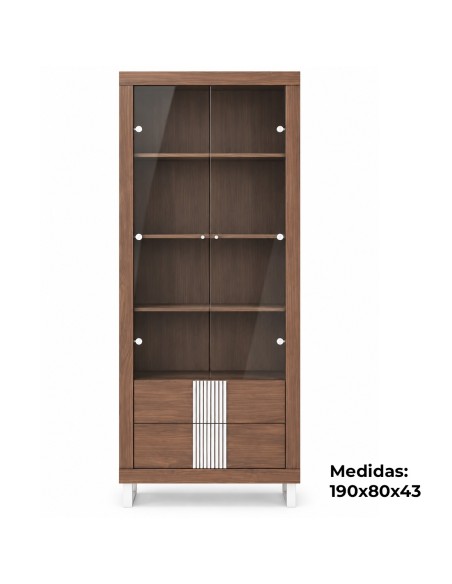 Vitrina Tiarts Tabaco 80 cm con 2 cajones | MEGACONFORT
