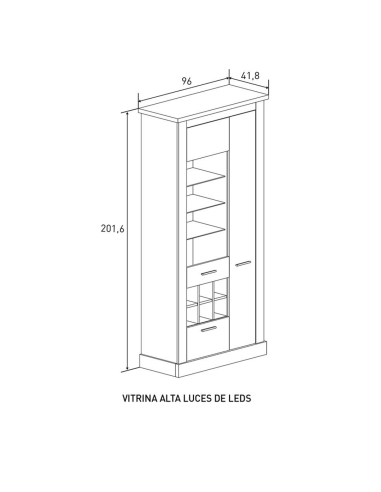 Vitrina alta LLENCHE con LED | MEGA CONFORT