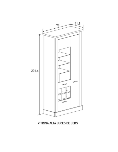 Vitrina alta LLENCHE con LED | MEGA CONFORT