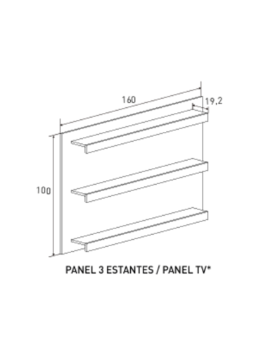 Panel LLENCHE con 3 estantes | MEGA CONFORT