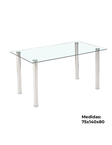 Mesa TARAVA de cristal 140 × 80 cm | MEGA CONFORT