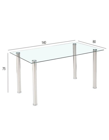 Mesa TARAVA de cristal 140 × 80 cm | MEGA CONFORT