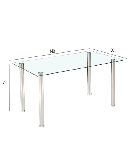 Mesa TARAVA de cristal 140 × 80 cm | MEGA CONFORT