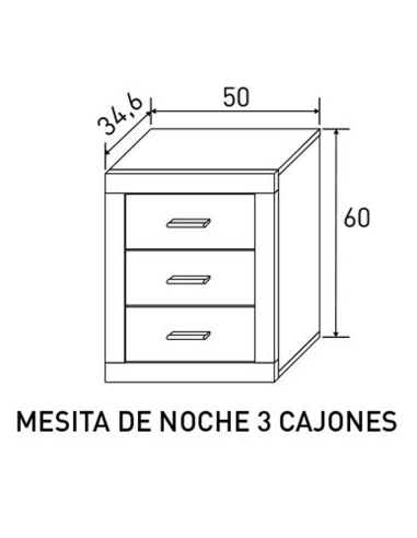 Mesita de noche RALA de 3 cajones | MEGA CONFORT