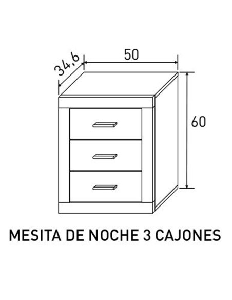 Mesita de noche RALA de 3 cajones | MEGA CONFORT