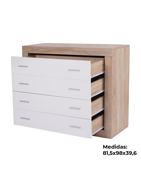 Cómoda RALA de 4 cajones de 98 cm | MEGA CONFORT