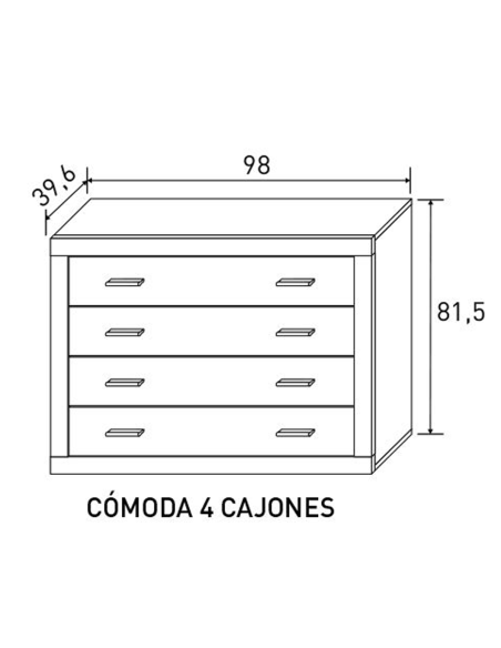 Cómoda RALA de 4 cajones de 98 cm | MEGA CONFORT