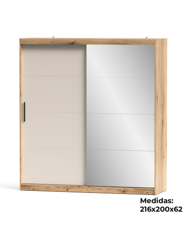 Armario AVONI 200 cm correderas y espejo | MEGA CONFORT