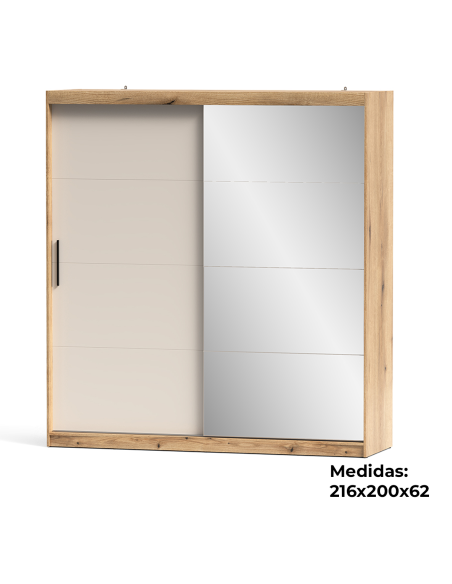 Armario AVONI 200 cm correderas y espejo | MEGA CONFORT