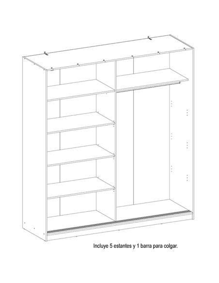 Armario AVONI 200 cm correderas y espejo | MEGA CONFORT