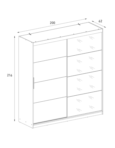 Armario AVONI 200 cm correderas y espejo | MEGA CONFORT