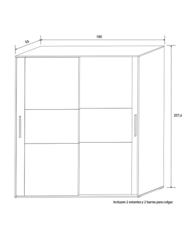 Armario BRACA 2 puertas correderas | MEGA CONFORT