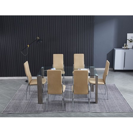 Mesa de salón Hana y 6 sillas Sakura