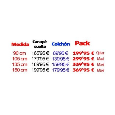 Pack de colchón Qatar + Canapé Vito