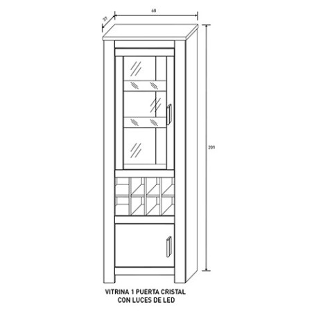 Vitrina 1 puerta cristal con leds Roncal 2