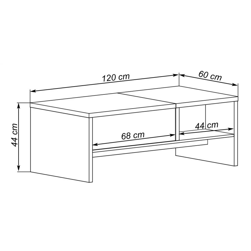 Mesa centro elevable Europa Grafito-Roble
