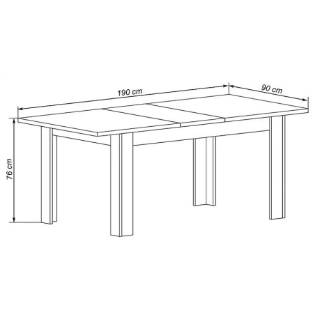 Mesa comedor extensible Europa Grafito-Roble