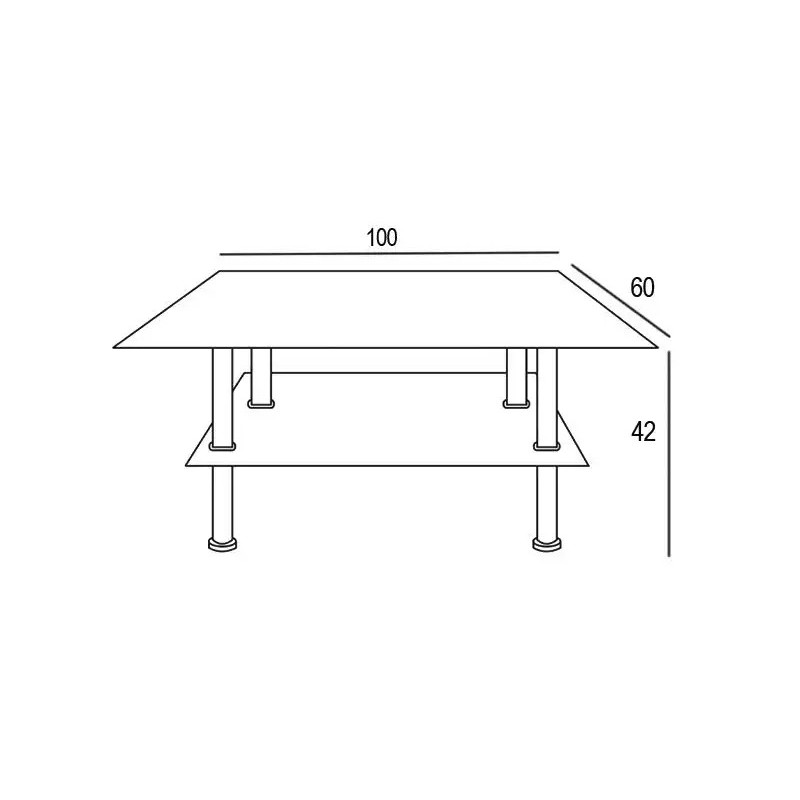 Mesa centro fija tapa cristal BAEL