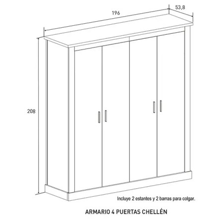 Armario de 4 puertas batientes Chellén 2