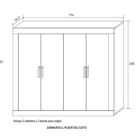 Armario de 4 puertas batientes Soto 2